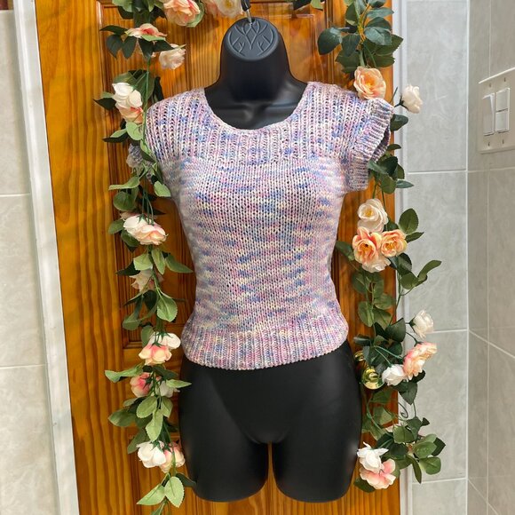 Forever 21-Multi-colored crocheted crop sweater - Picture 5 of 5